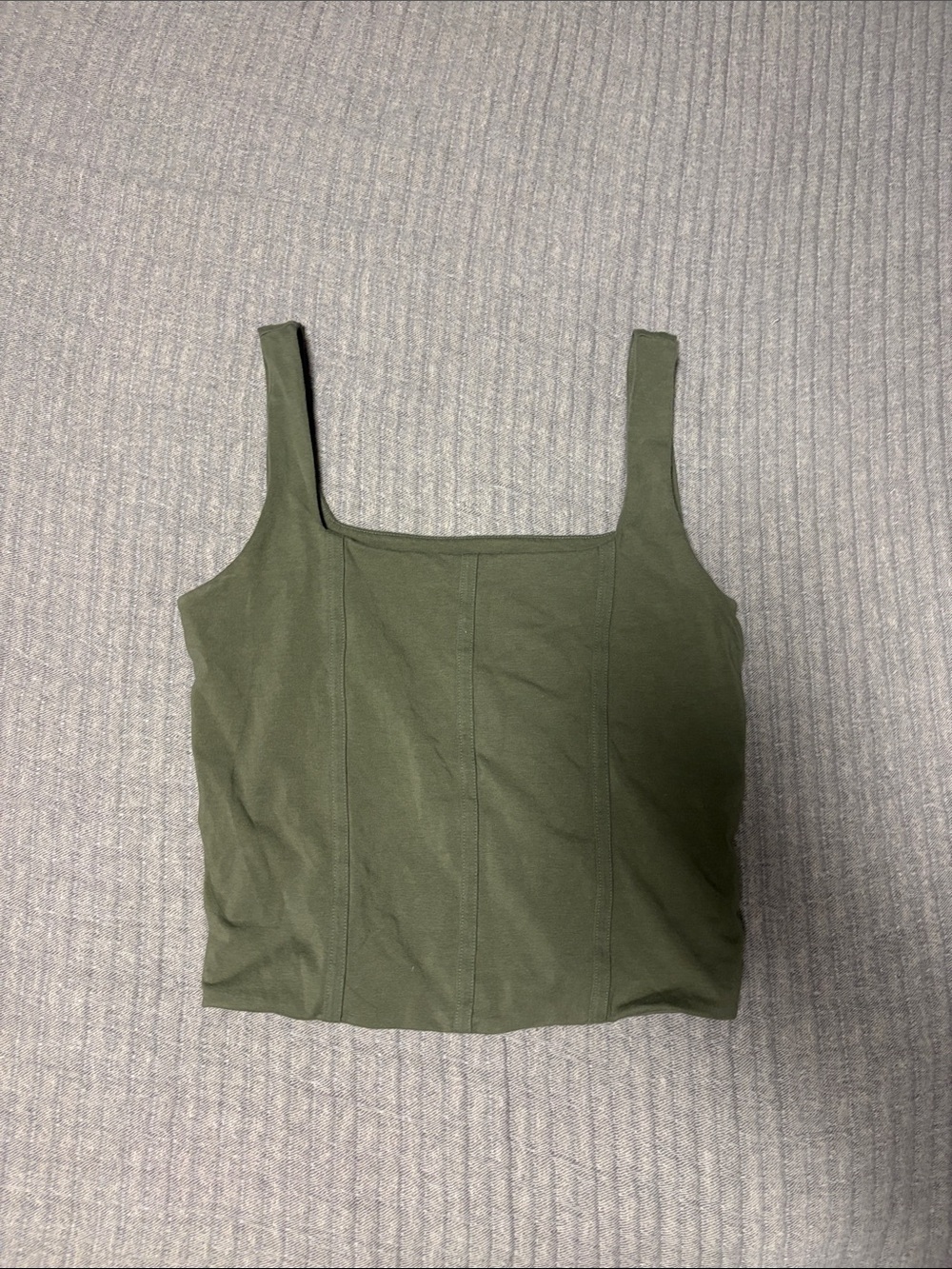 American Eagle Outfitters Olive Square Neck Crop Tank